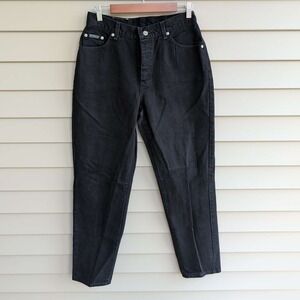 Lee Jeans Women 12 Black Riveted Mom Tapered Leg Vintage 90s